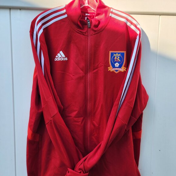 Adidas RSL Arizona Real Salt Lake Youth Soccer Track Jacket Full Zip XL-RED - Picture 2 of 5